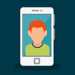 smartphone with person icon vector illustration design