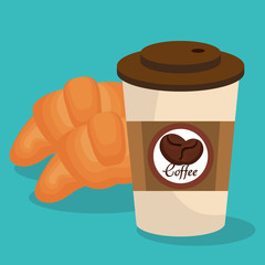 delicious bread and coffee vector illustration design