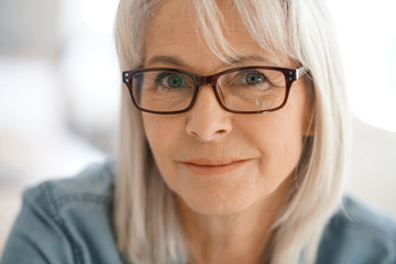 Portrait of senior woman with eyeglasses