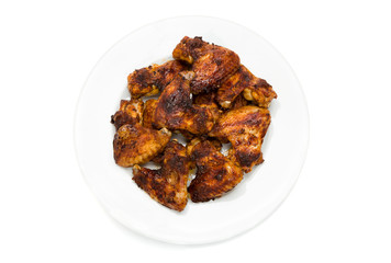 Plate of delicious barbecue chicken wings