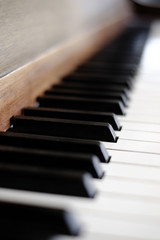 Piano Keys on Old Vintage Instrument Ebony & Ivory