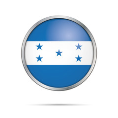 Vector Honduras flag in glass button style with metal frame