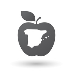 Isolated apple with  the map of  Spain