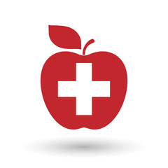 Isolated apple with   the Swiss flag