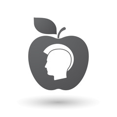 Isolated apple with  a male punk head silhouette