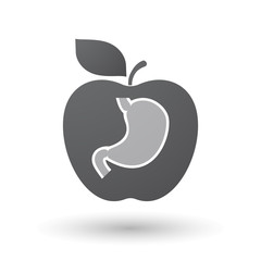 Isolated apple with  a healthy human stomach icon