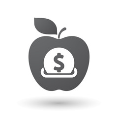 Isolated apple with  a dollar coin entering in a moneybox