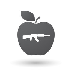 Isolated apple with  a machine gun sign