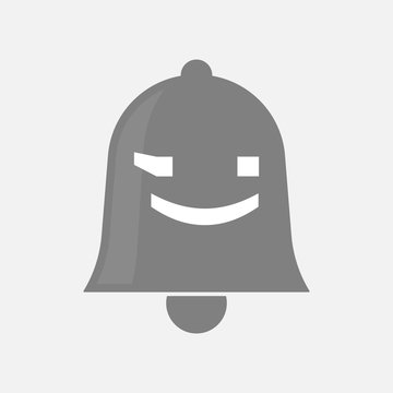 Isolated bell with  a wink text face emoticon