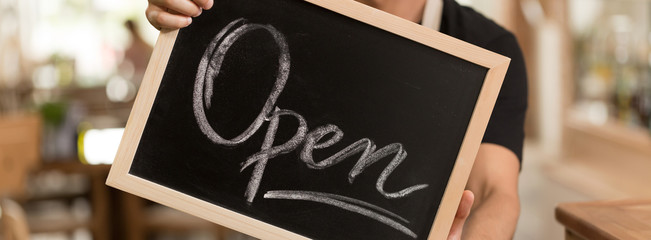Blackboard with chalk writing open