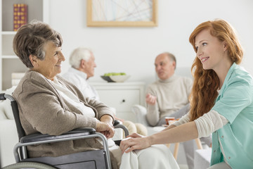 Nurse taking care of woman