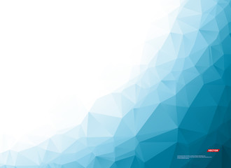 Abstract composition. Minimalistic fashion backdrop design. Blue, white polygonal figure icon. Azure color triangles font texture. Creative banner. Angles connection flyer fiber. Linking lines. Vector