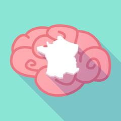 Long shadow brain with  the map of France