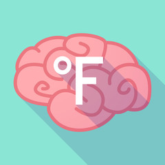 Long shadow brain with  a farenheith degrees sign