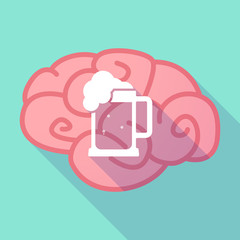 Long shadow brain with  a beer jar icon
