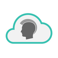 Isolated cloud with  a male punk head silhouette