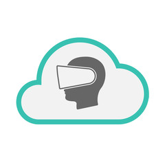 Isolated cloud with  a male head wearing a virtual reality heads
