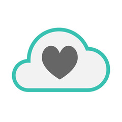 Isolated cloud with  the heart poker playing card sign