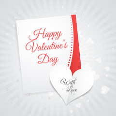 Valentine's day banner and poster with paper heart.