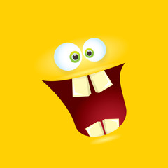 vector orange funny monster face.
