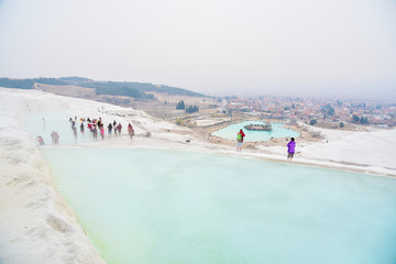 Fototapeta premium Pamukkale Thermal Pools During Winter in Turkey