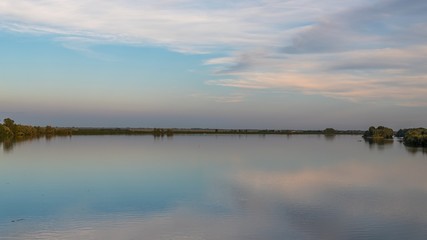 Panorama with River Po (Fiume Po) in east coastline of Italy