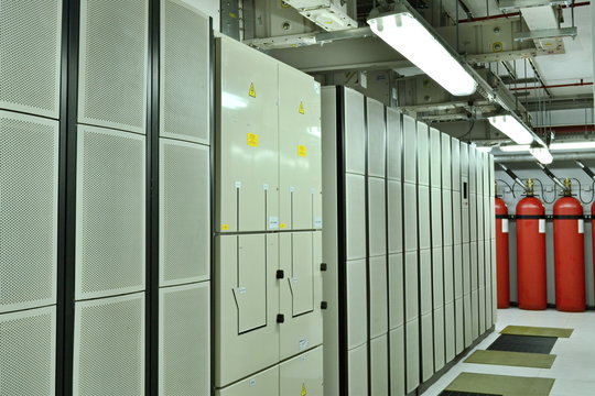 Data center with auxiliary communications and cooling system. A complex system of electric networks of communication.
