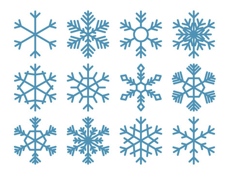 Set of vector snowflakes on a white background