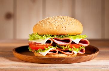 Sandwich Burger with ham cheese
