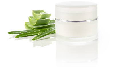 aloe vera moisturizer cream isolated on white