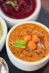 Refreshing lemon cranberry seabuckthorn sorbet