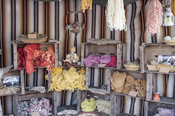 exhibition of wool skeins dyed