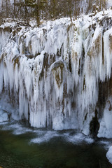 Plitvice lakes, national park in Croatia, in winter