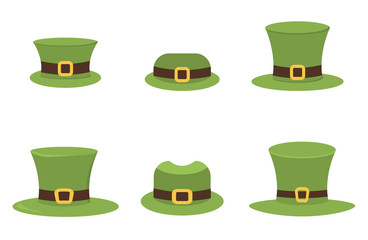 Six St. Patrick's Day hats isolated on white vector.