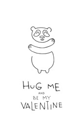 Greeting card for Valentines day, hand-drawn, on a white background isolated.