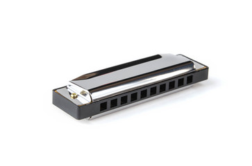 Harmonica on a white background