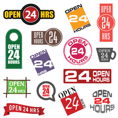 24 hour service icon element set illustration