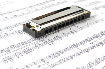 Silver on the harmonica tablature - obrazy, fototapety, plakaty