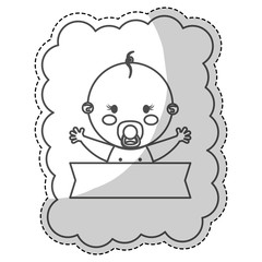 happy baby boy emblem  icon image vector illustration design 