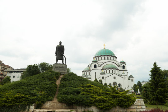 Monument commemorating Karageorge Petrovitch in front of Cathedral of Saint Sava in Belgrade, Serbia
