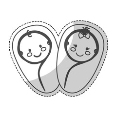happy babies boy and girl in cocoon  icon image vector illustration design 