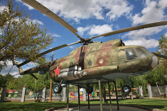Mi-8 helicopter in Park of 30th anniversary of the Victory. Krasnodar. Russia