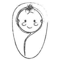 cute baby wrapped in a blanket icon over white background. vector illustration