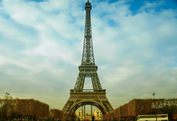 Fototapeta na wymiar The Eiffel tower is the most visited monument of France with about 6 million visitors every year