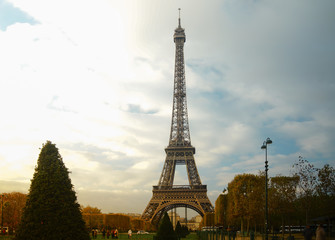 Fototapeta premium The Eiffel tower is the most visited monument of France with about 6 million visitors every year