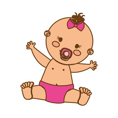Obraz premium cute baby girl icon over white background. colorful design. vector illustration