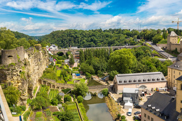 Fototapeta na wymiar Panoramic cityscape of Luxembourg