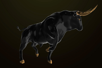 3d illustration of a bull