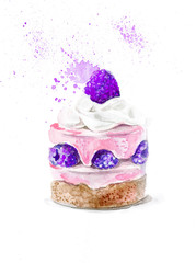 watercolor cupcake berry - 132998396