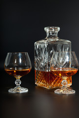 Glass of brandy and a carafe